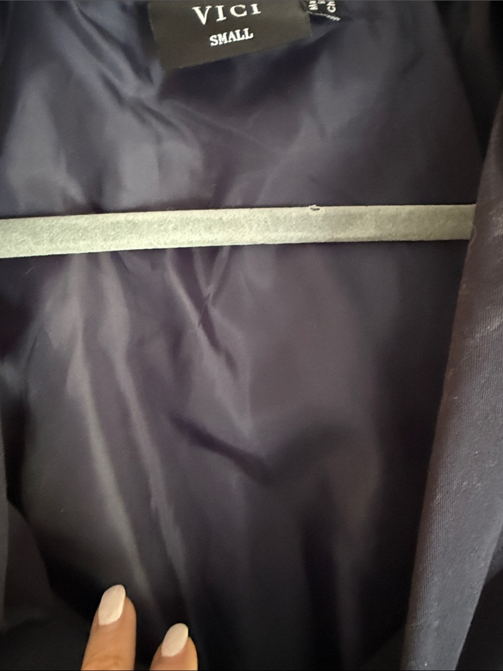 😍 Viral Trench! ! Vici Cropped Double-Breasted Navy Trench Coat - Picture 5 of 5